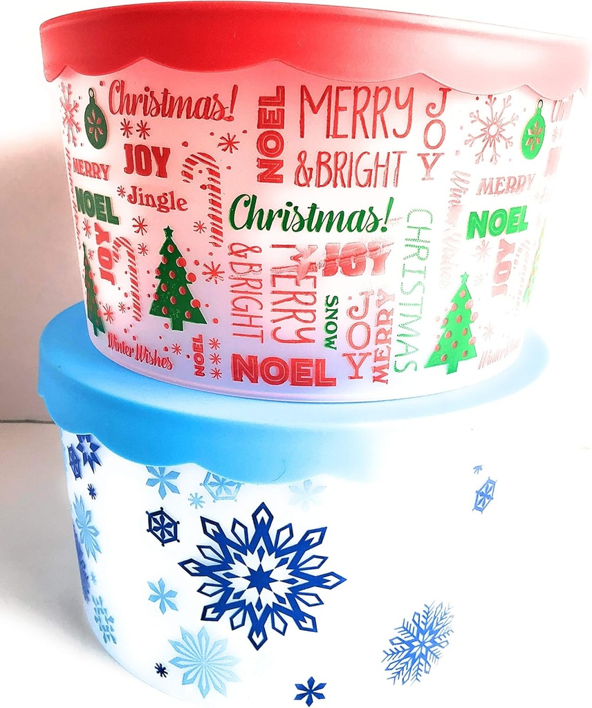 Greenbrier Holiday~Christmas Cookie Storage Buckets with Lids (2 Buckets)