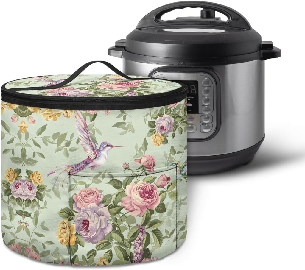 Small Appliance Covers Insulated Pressure Cooker Cover Carrier Bag Machine Washable Air Fryer Rice Cooker Slow Cooker Storage Bag Insulated Rice Cooker Cover Zipper Closure Bird Floral