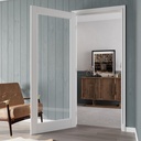 30" x 80" Clear Glass Prehung Door Interior, Full Glass Paintable Prefinished Solid Core Door Slab with Easy Assembly Jamb Kit, Black Hinges, Right Hand Inswing