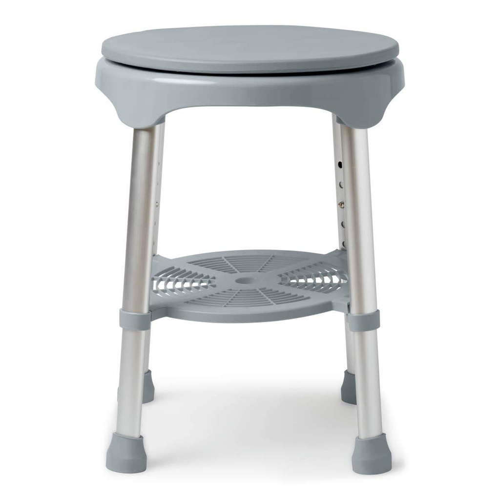 Medline Durable Aluminum Frame, Round Swivel Shower Stool, Gray, Supports up to 300lbs.