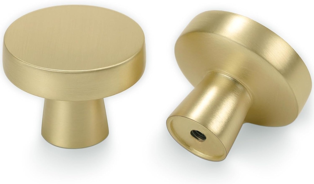 10 Pack Brushed Brass Kitchen Cabinet Knobs - Gold Drawer Handles, Zinc Alloy Hardware for Dresser