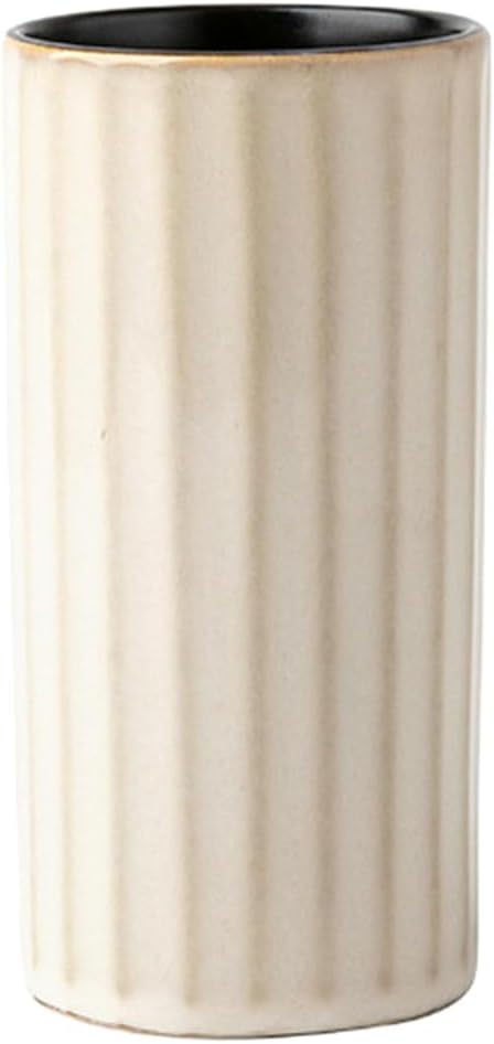 Retro ceramic chopstick holder, household relief water draining storage cylinder - relief vertical stripes