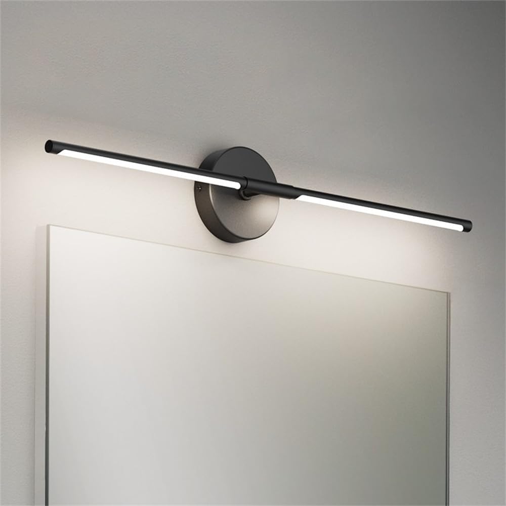 Modern Bathroom Vanity Light Bar 28inch 5000K Black LED Vanity Lighting Fixture Hardwired Bathroom Sconce 360° Rotate