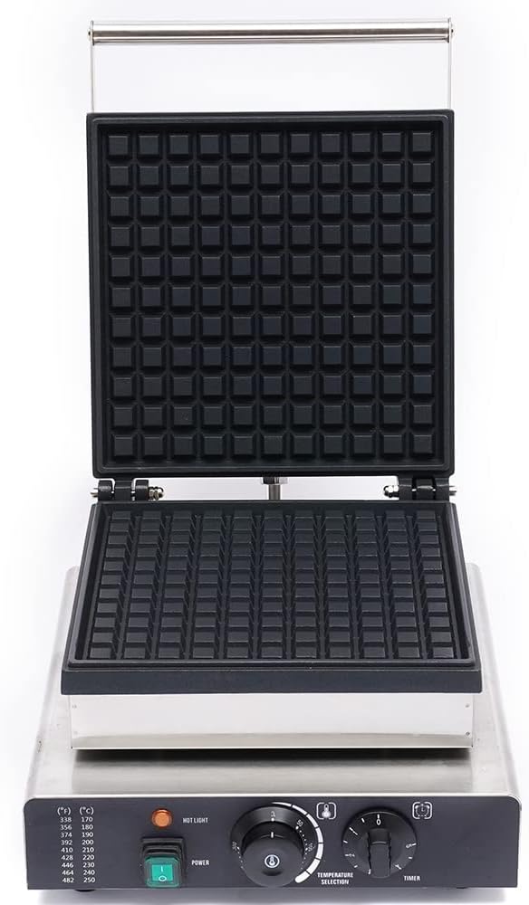 Bakeries Commercial Waffle Crispy Maker Baker Nonstick Stainless W/Timer Control