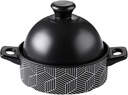 NERDOH Moroccan Cooking Pot with 2 Handle, Cooking Pot for Cooking and Stew Casserole Slow Cooker,Cooking for Home Kitchen-Black 1.3l