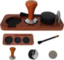 Espresso Machine Accessories,5pcs Espresso Tamper Kit,54mm Coffee Tamper Fits Breville Espresso Machine Portafilters Tools Set,Sapele Wood Tamping Station with Tamper,Leveler,Brush and Puck Screen