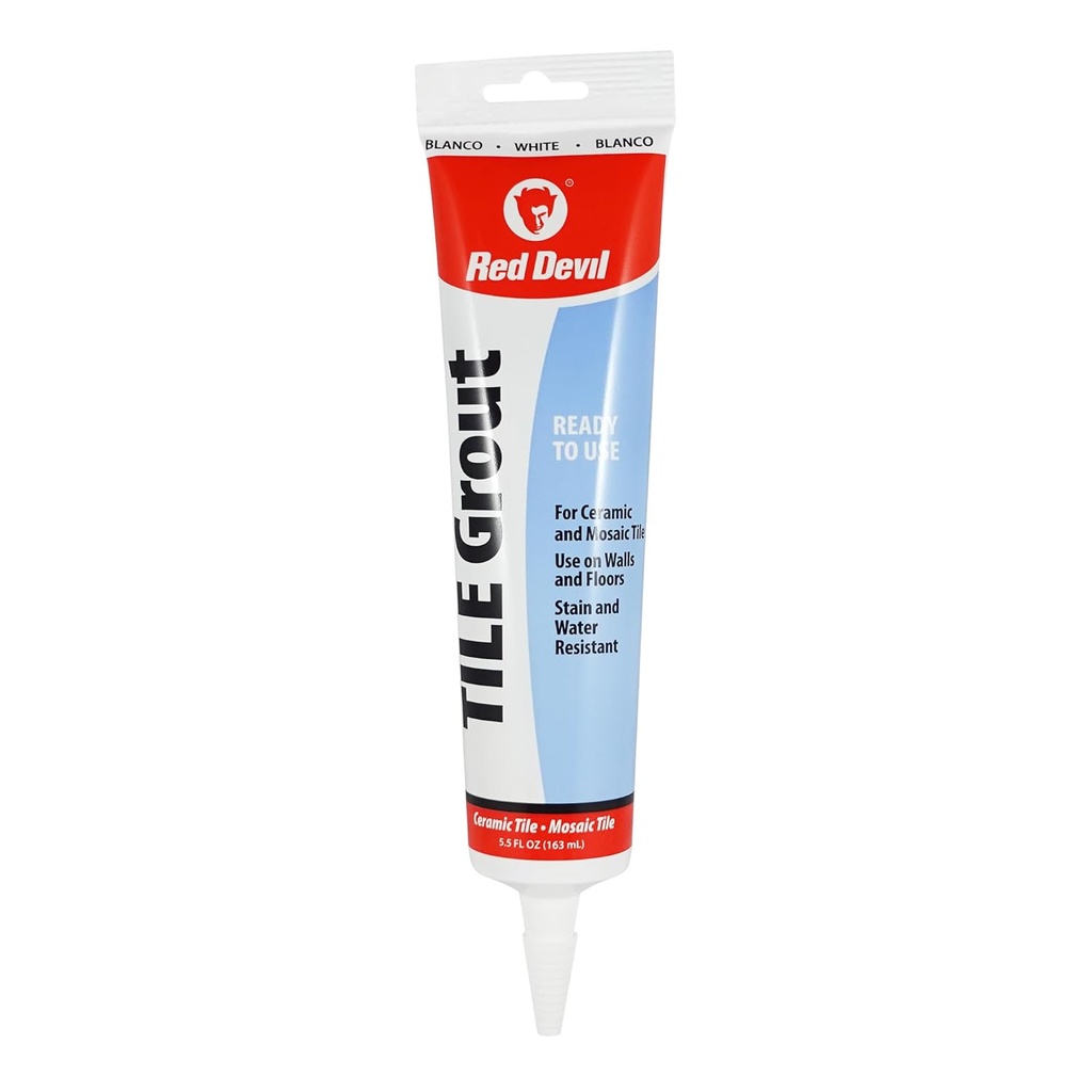 Red Devil 0425 Pre-Mixed Tile Grout Squeeze Tube, 5.5 oz., White