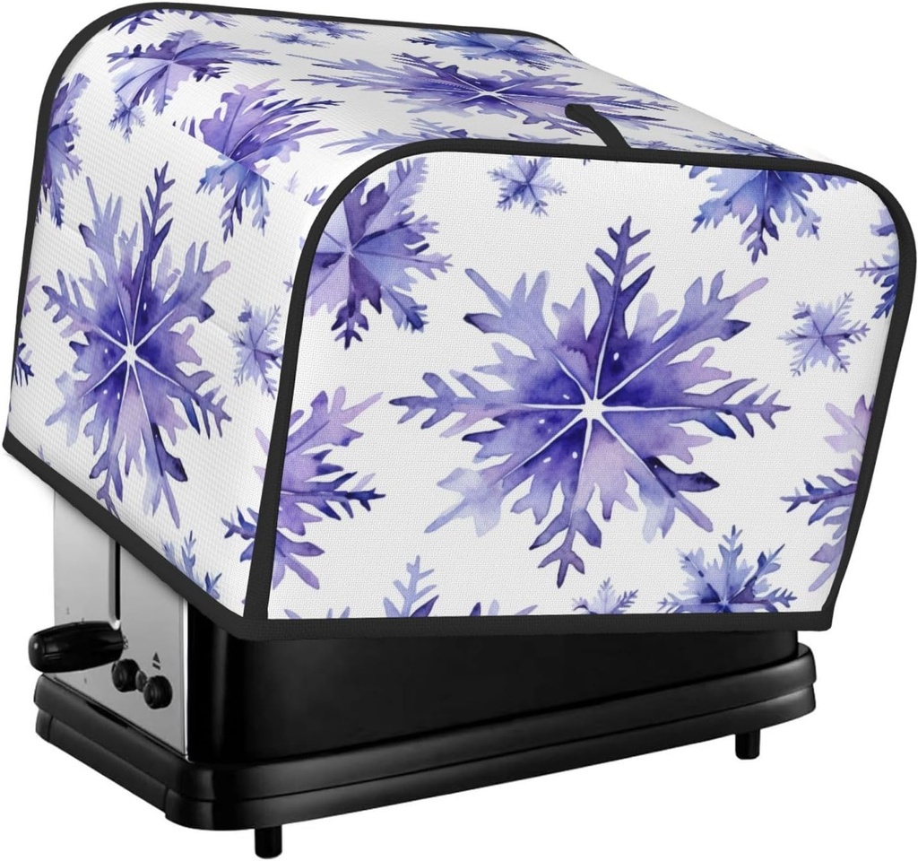 Toaster Cover 4 Slice Purple Violet Snowflakes Pattern Toaster Cover Waterproof Kitchen Small Appliance Covers Microwave Oven Dust-Proof Bread Cover, Women Gift