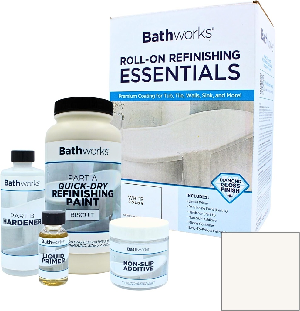 Bathworks Bathtub Refinishing Kit Quick-Dry Standard 22oz. w/Non-Slip Protection (BISCUIT)