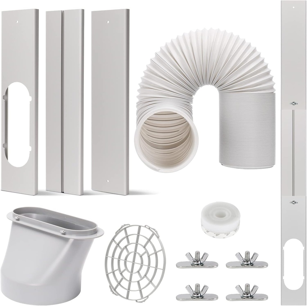 Portable AC Window Vent Kit with 5.9” Exhaust Hose Window Seal Kit for Portable Air Conditioner, Adjustable Portable AC Windows Vent Kit for Sliding Horizontal and Vertical Window