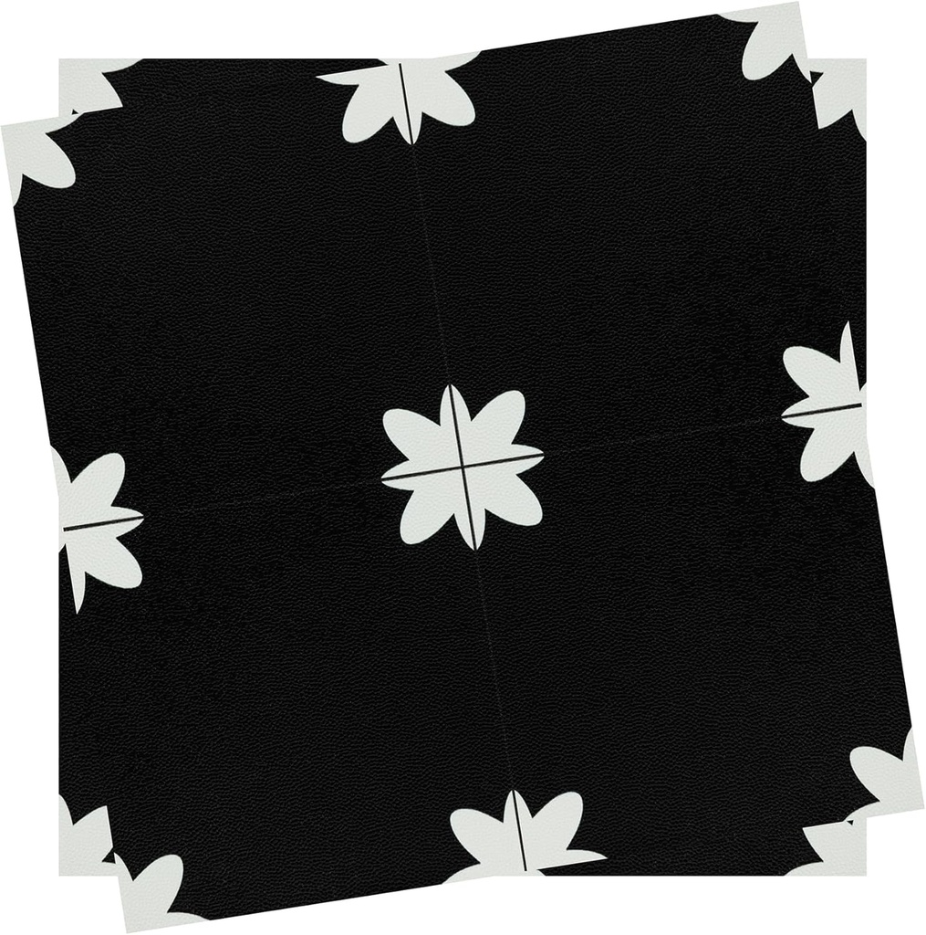 20 PCS Peel and Stick Floor Tile, Peel and Stick Flooring Black and White, Removable and Self Adhesive Floor Tiles Waterproof for Bathroom Kitchen Renters(12 x 12 inch)