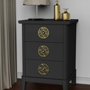 LiveInUrban Art Deco Faux Metal Spray Paint Effect Decorative Knob Overlay, Acrylic Plastic Peel and Stick Handle Ornament for Walls Cabinet Furniture, Gold Circular Grid, 4.72"X4.72"X4PCS