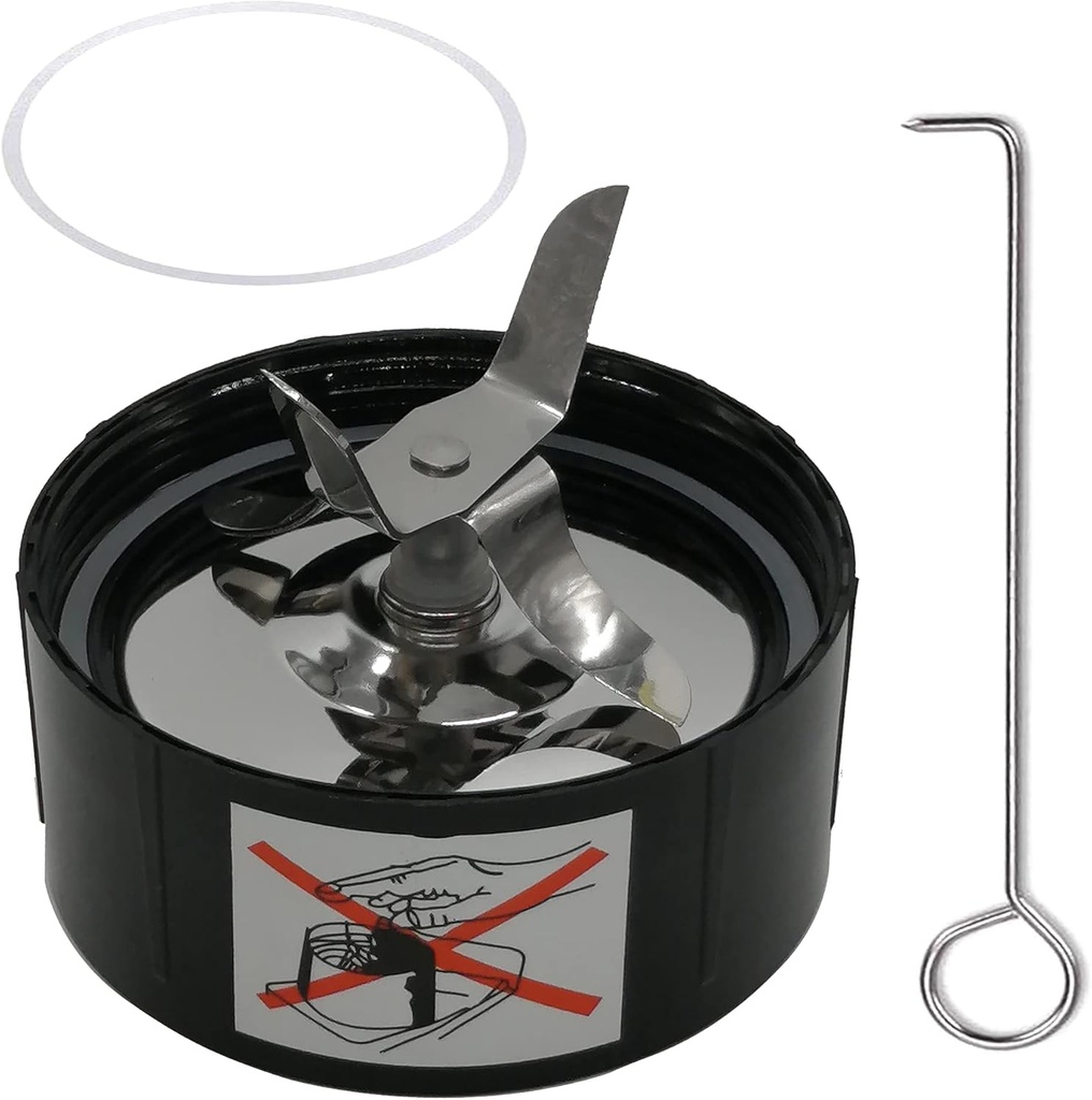 Shaver Blade with extra gasket ring Spare Replacement Part for 250W Magic Bullet Blender, Mixer, Juicer, Food Processor (Model MB1001/MB 1001B/MBR-1701/MBR-1702/MBR-1101) (1, Stainless Steel)