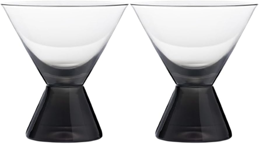 Colored Stemless Martini Glasses Set of 2, 4 oz Crystal Coupe Glasses – Perfect for Mini Mixed Drinks, Cosmopolitan, and Gimlet (Set of 2)