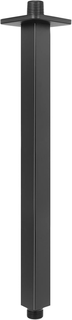 NearMoon Ceiling Mounted Shower Arm with Flange, Universal Connection 1/2 NPT Straight Square Shower Arm for Fixed Rain Shower Head, Made of Thicken Stainless Steel (16 Inch, Matte Black)