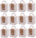 KICHOUSE 24pcs Individual Cupcake Boxes with Window Handheld Cake Box for Muffins Sturdy Cardboard Carrier with Inserts for Parties and Bakery Total Packaging