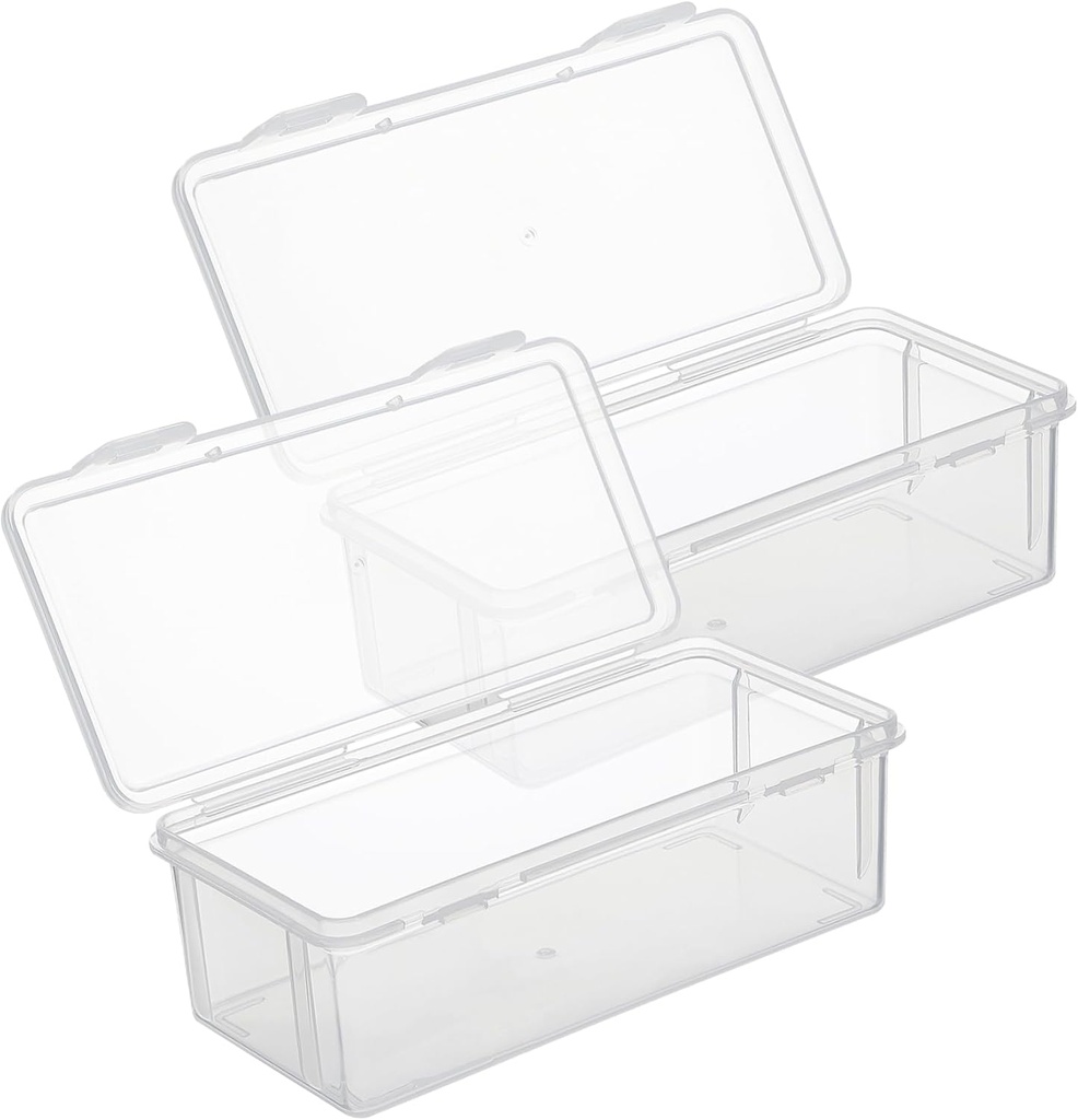 2pcs Medium Bread Storage Box Transparent Airtight Toast Container Organizer for Kitchen Condiments Snacks Food and More