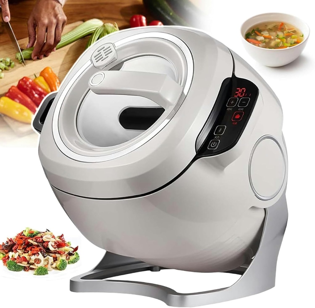 Automatic Cooking Machine, 6 L Drum Type Food Processor, 3 Gear Fire Adjustment, 360° Rotating & All-Round Heating, for Stewing Soup, Fried Rice, Braised Pork