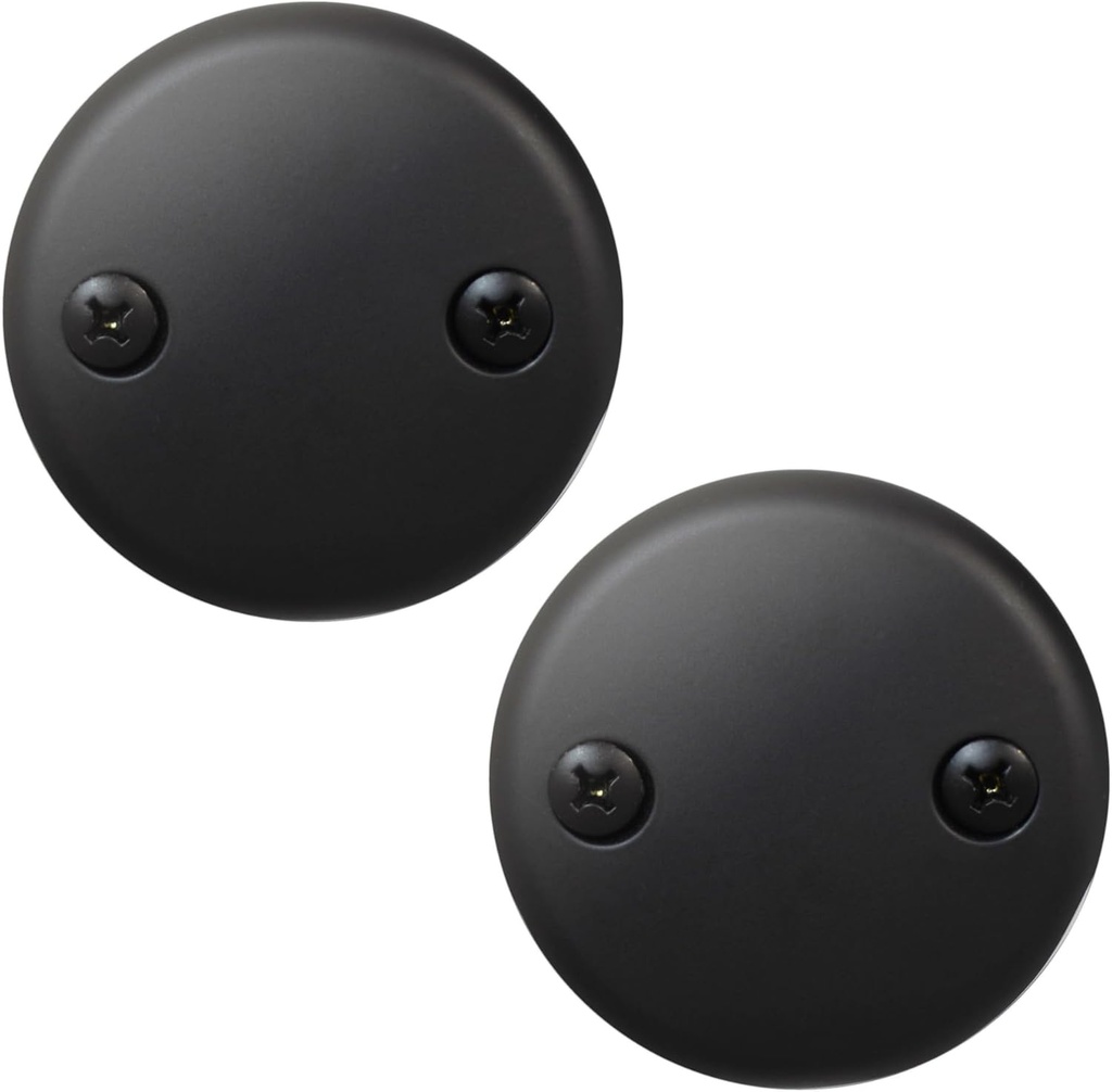 Westbrass R329-2-62 3-1/8" Two-Hole Bathtub Overflow Faceplate and Screws, Matte Black