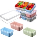 4 Set Snack Containers with 3 Removable Compartments Reusable Snack Box with Lids Stackable Meal Prep Containers for Fridge Charcuterie Candy Nuts Spice, Microwave Dishwasher Safe