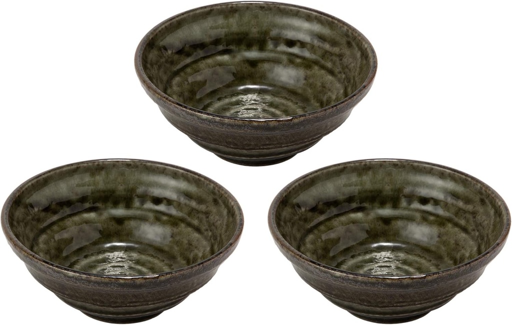 せともの本舗 Set of 3 Series Bowl, Green Ilabo Buckwheat Bowl, 7.2 x 3.0 inches (18.3 x 7.6 cm), Japanese Tableware, Sake Cup, Restaurant, Inn, Commercial Use