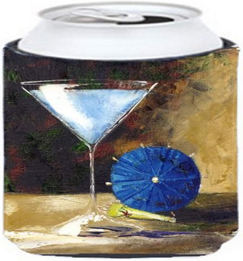 Caroline's Treasures TMTR0031CC Blue Martini by Malenda Trick Can or Bottle Hugger Cooler Washable Drink Sleeve Collapsible Beverage Insulated Holder, Can Hugger, Multicolor
