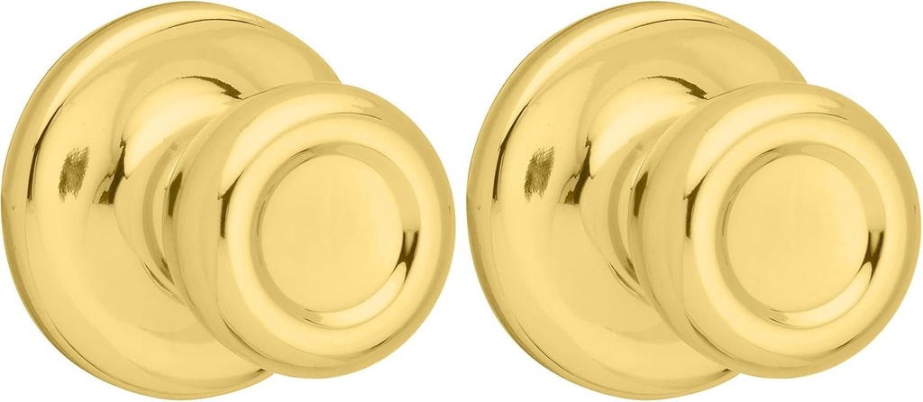 Kwikset 200M 3 CP 7/8RFL RCS 92001-519 Mobile Home Hall and Closet Door Knob in Polished Brass (Pack of 2)