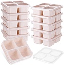 4 Compartments Divided Bento Snack Box 12 Pack Wheat Straw Lunchable Box Snack Containers with Lid, Reusable Beige Divided Bento Meal Prep Food Storage Containers for Adults Camping Travel Work