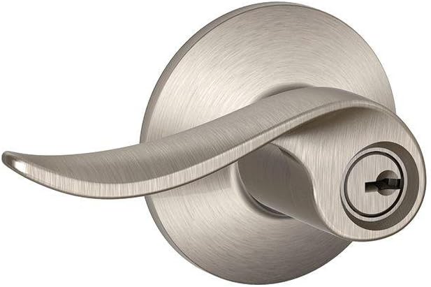 SCHLAGE F51A SAC 619 Sacramento Lever Keyed Entry Lock, Satin Nickel