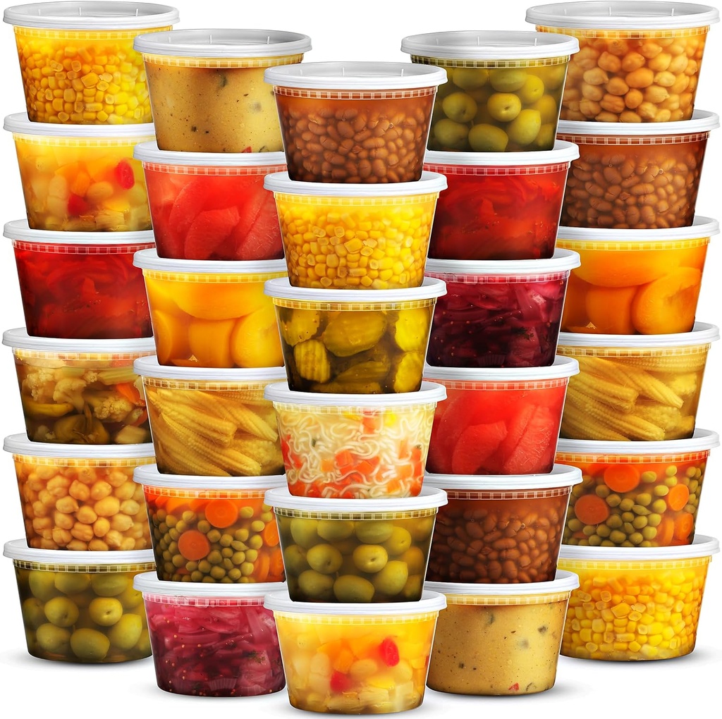 JoyServe 16 Oz Deli Food Containers with Lids - (36 Sets) Airtight Plastic Food Storage for Takeout, Meal Prep, To-Go, and Soup Freezer Containers with 36 Lids, BPA-Free, Dishwasher, Microwave Safe