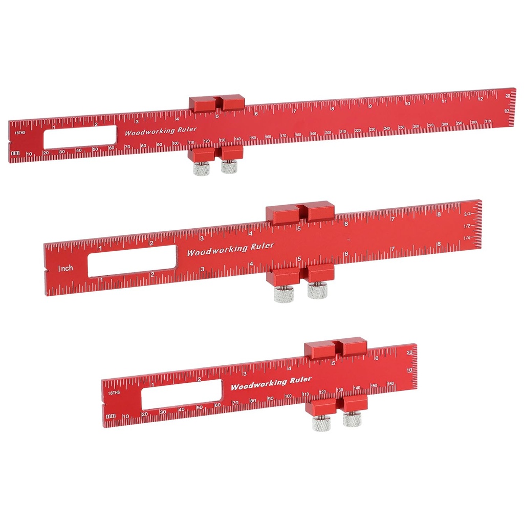 QWORK Precision Woodworking Pocket Ruler – Metric & Inch Measurements, 12/8/6 Inch Sizes, for Marking and Measuring