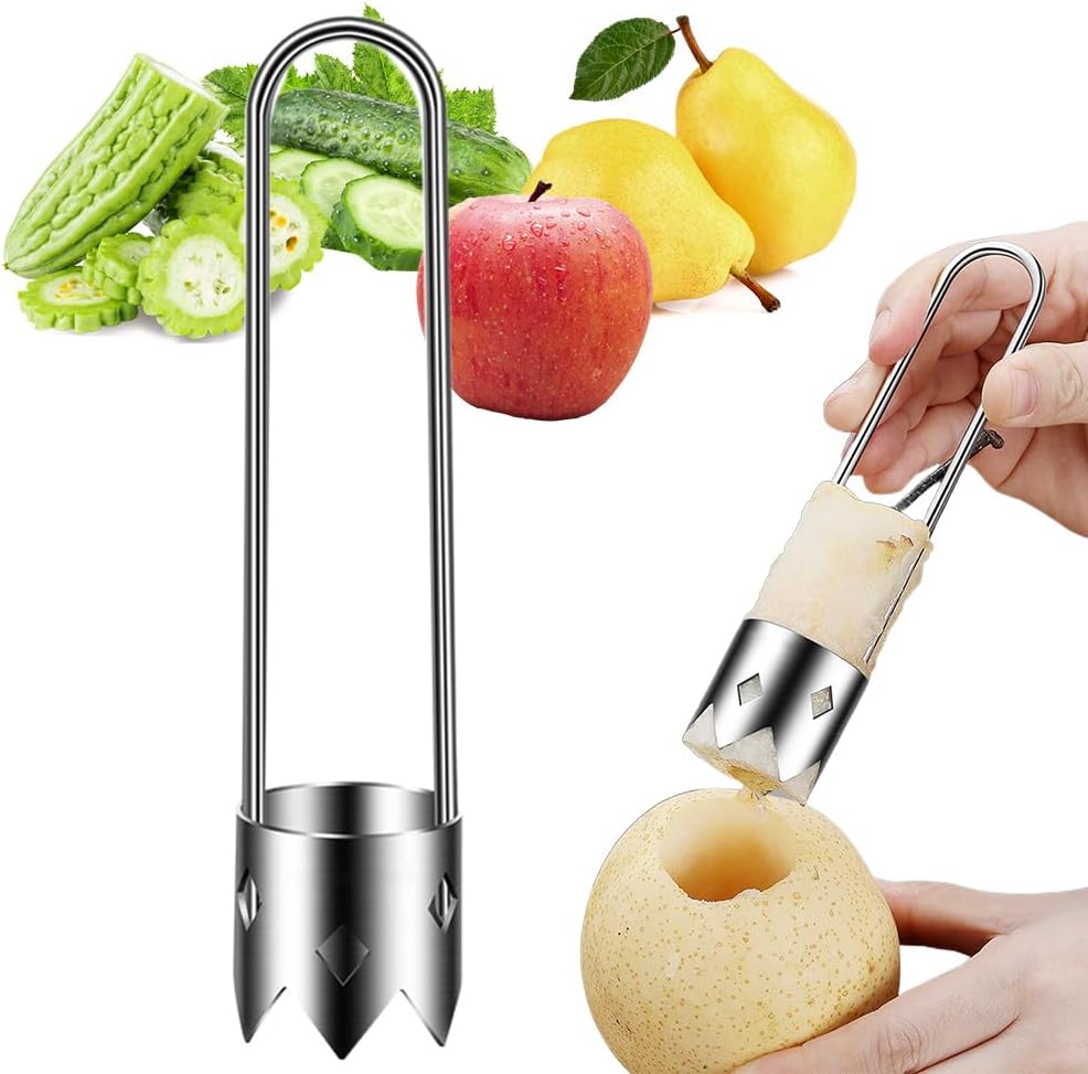 Red Bell Pepper Seed Corer, 2025 Upgraded Reusable Washable Stainless Steel Fruite Cutter Pepper Seed Remover Tool,Tool for Vegetables Fruit Corer Kitchen Gadget(1pc)