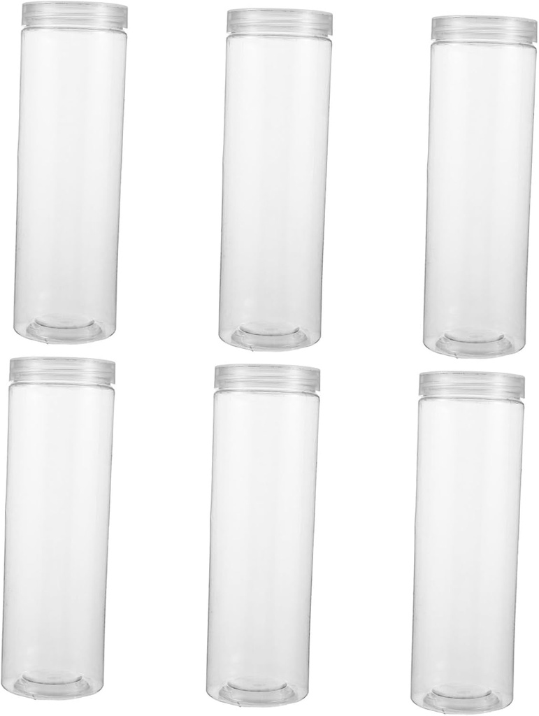 STOBAZA 6pcs Clear Plastic Cracker Containers with Airtight Lids Transparent Sweet Jars for Cookies and Snacks Lightweight Food Storage Canisters for Kitchen Countertop Organization and