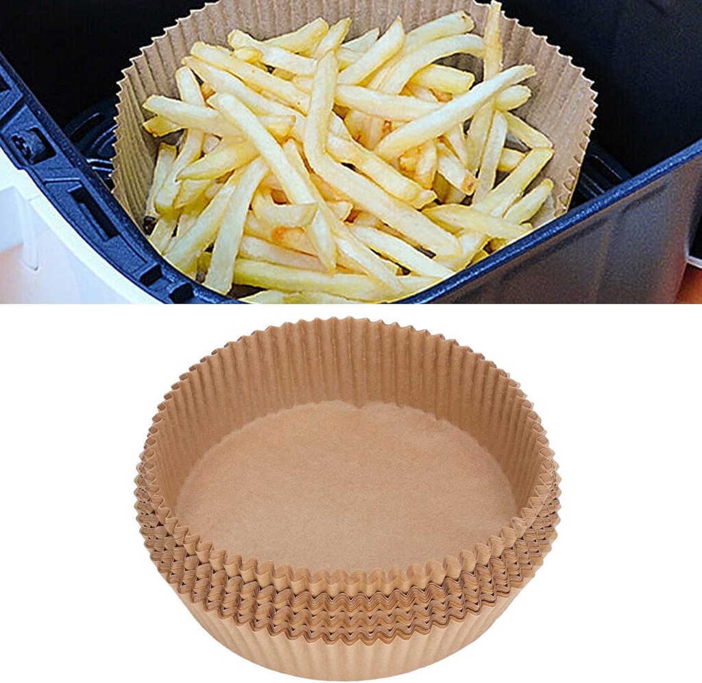 Round a ir Fryer tissue Liners , a ir Fryer dispo tissue Liner , Baking tissue for a ir Fryer Oil proof , Water proof , Food Grade Parchment for Baking Roasting Microwave(100Pcs 6 . 3 inch)