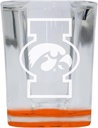 R and R Imports Iowa Hawkeyes 2 Ounce Engraved Shot Glass Square Orange Base Officially Licensed Collegiate Product 2-Pack
