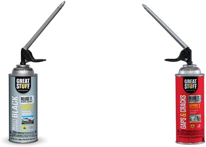 Great Stuff 99112876 Smart Dispenser Multipurpose Black & 99108824 Smart Dispenser Gaps & Cracks, Cream, 12 Ounce