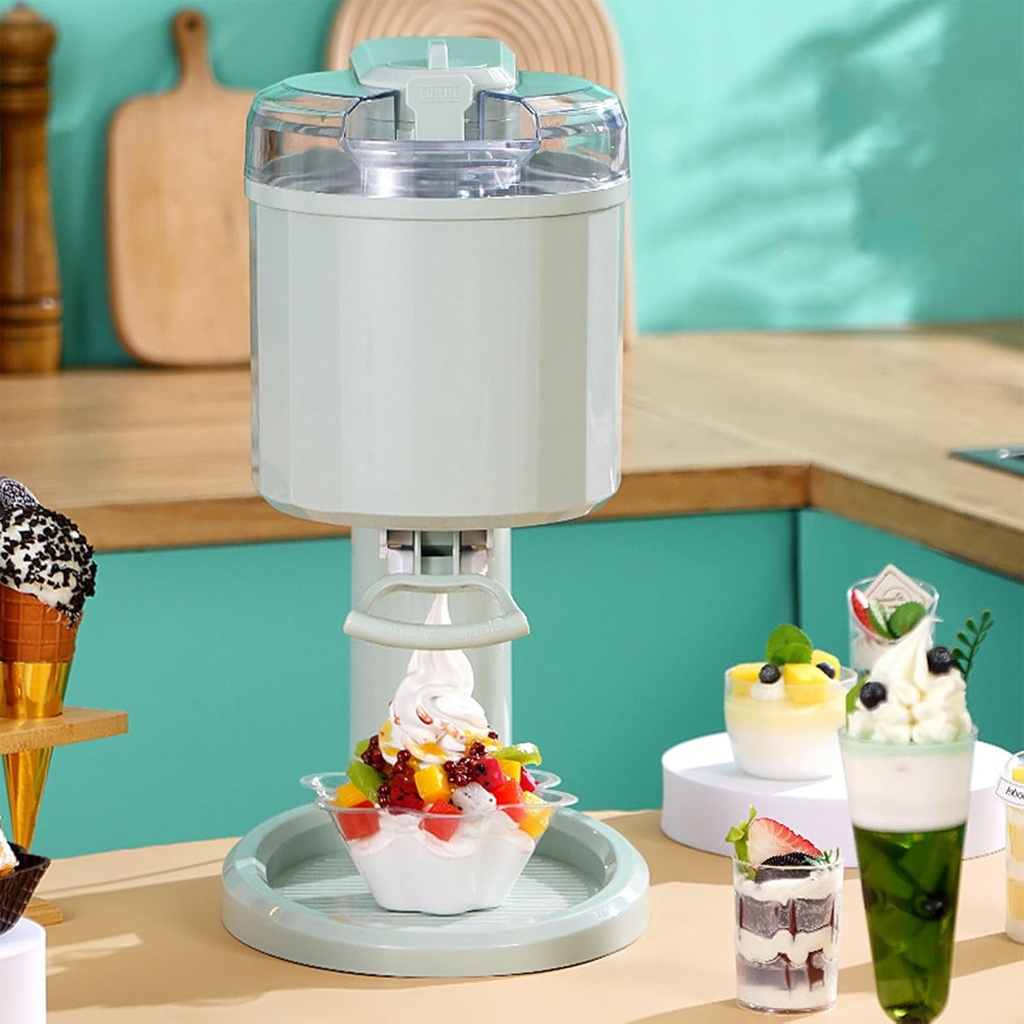 Household Ice Cream Machine, Fully Automatic 1L Mini Fruit Ice Cream Machine Children's DIY Cone Ice Cream Machine