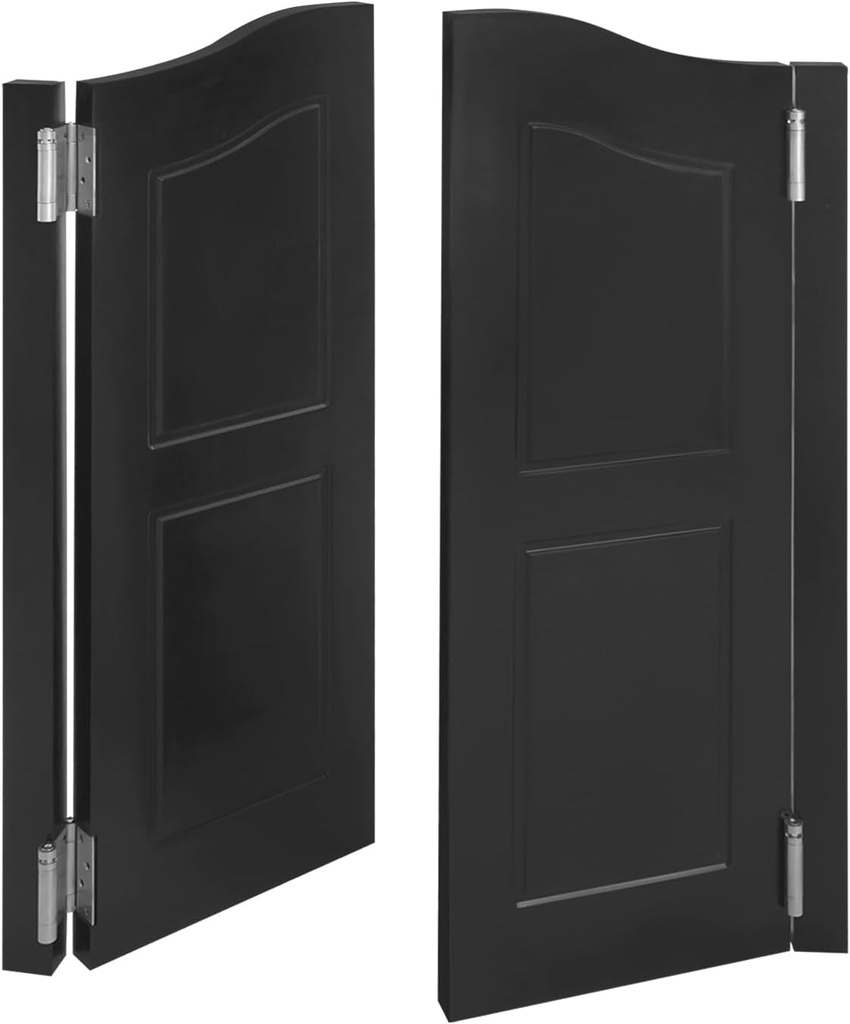Cafe Swinging Door, Solid Wood Swing Saloon Doors with Hinges Hardware, Entrance Partition Door for Hallway Kitchen Doorway Shop Bar Porch Pet Gate Shop, Auto Close (Black, 30 x 42in)