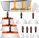 Drywall Hand Tool Set, 15Pcs Drywall Tools Finishing Includes Stainless Steel Putty Knife Set,Spackle Tool Kit for Dry wall Work