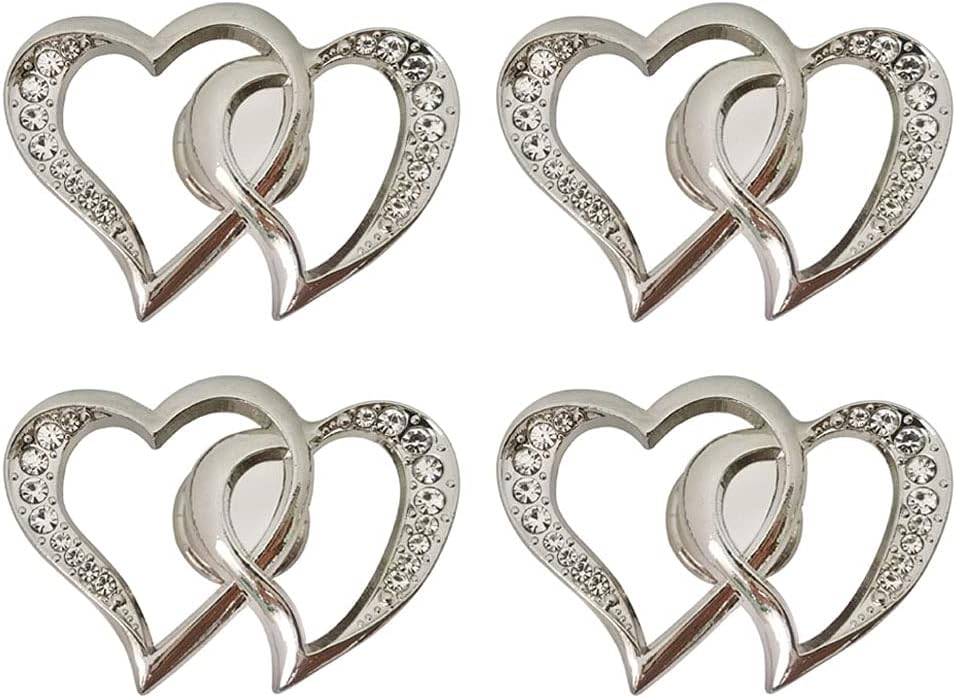 Mizhang Heart Shaped Knob 4 Pcs Creative Heart Shaped Arrow with Rhinestone Cabinet Pulls Drawer Wardrobe Closet Dresser Cupboard Home Hardware Furniture Decoration Handle (Silver)