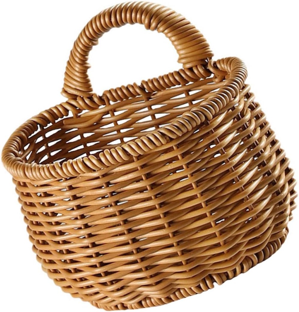 Kitchen Hanging Woven Garlic Storage Basket for Home Rustic Wall-mounted Sundries Organizer for Garlic Ginger and Vegetables Decorative and Practical for Kitchen and Office Use