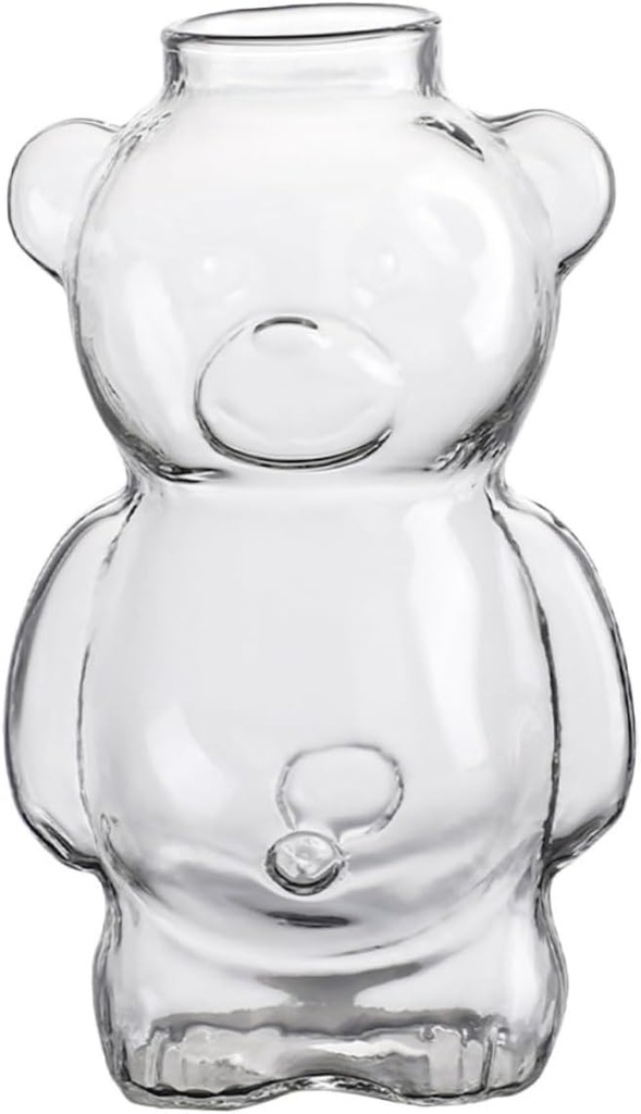 SECFOU Cute Bear Glass Cup Multi-functional Drinking Vessel for Juice and Water Creative Cartoon Design for Home Bar Use