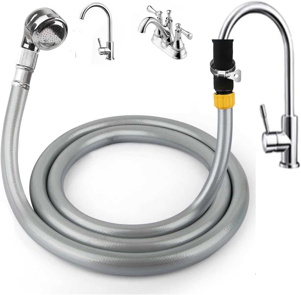 Sink Hose Attachment Hose:Portable Sink Faucet Spraye Dog Shower Hose,The Quick-Connect Cannot Be Expanded and Only for Faucets Diameter Less Than 1.2 in