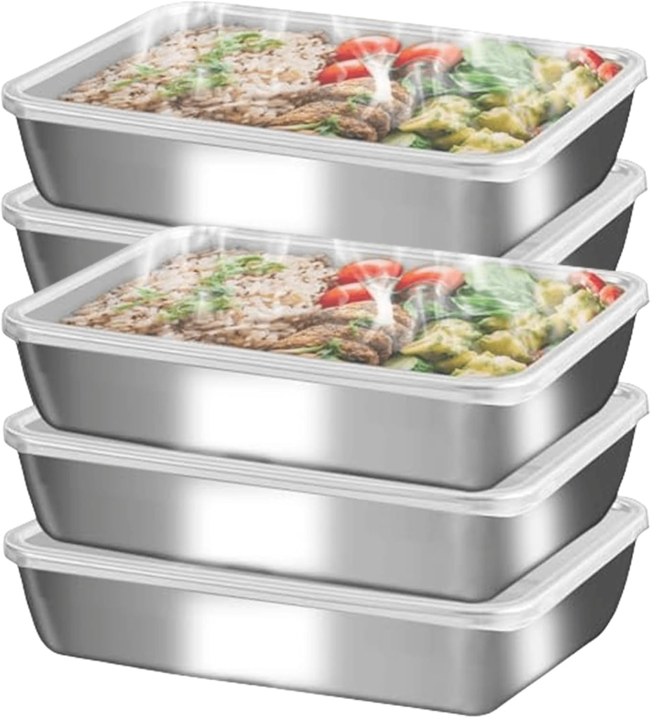 Stainless Steel Lunch Box 6-Pack,Stackable Snack Storage Boxes, Lid Food Container, Reusable Food Storage Container for Travel and Work, Dishwasher Safe, Freezer Safe