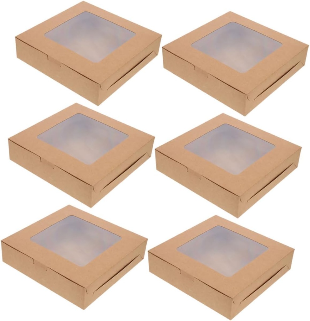 Zerodeko 6Pcs Clear Window Cake Packaging Boxes Sturdy Bakery Boxes for Cupcakes Cookies and Pastries for Bakeries and Cafes No Odor Safe for