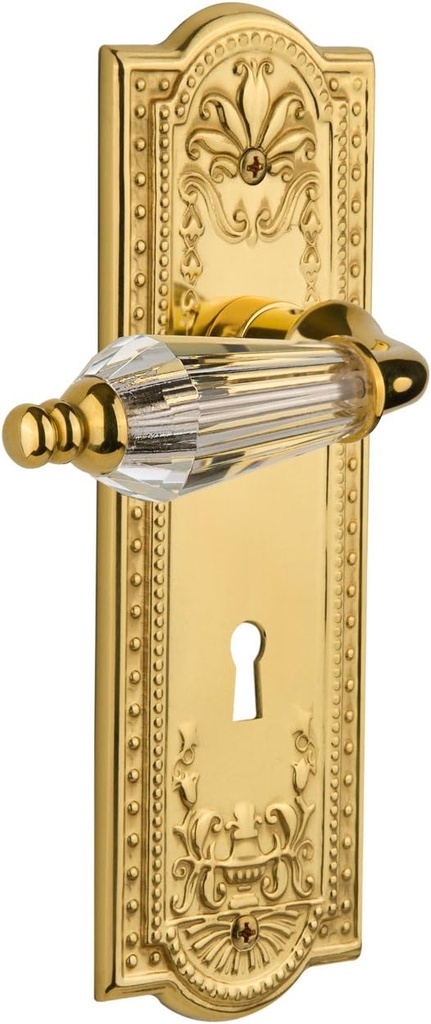 Nostalgic Warehouse Meadows Plate with Keyhole Parlor Lever, Single Dummy, Unlacquered Brass