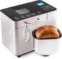 Elite Gourmet EBM8224MM Programmable 2 Lb. Bread Maker, PFAS free Ceralast™ Ceramic Pan, Touch Screen Control Panel, 19-Functions, Gluten Free, White, Wheat, Rye & more, 3 Loaf Sizes, Stainless Steel