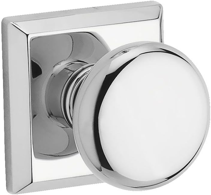 Baldwin FDROUTSR260 Baldwin Reserve Full Dummy Lockset x Round with Traditional Square Rose in Bright Chrome Finish