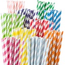 Weemium Paper Straws Disposable - 200 Pack - Durable & Non-Soggy Striped Paper Straws for Drinking in 10 Colors - 100% Biodegradable & Eco-Friendly for Parties, Events, Crafts & Everyday Use