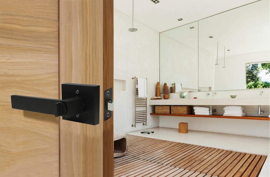 TOGU Square Lever Door Handle Set Privacy Door Lever Door Knobs for Bathroom Bedroom keyless Lockset,Reversible for Right & Left Side,Oil Rubbed Bronze